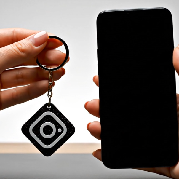 Schlüsselanhänger mit NFC-Tag Social-Media