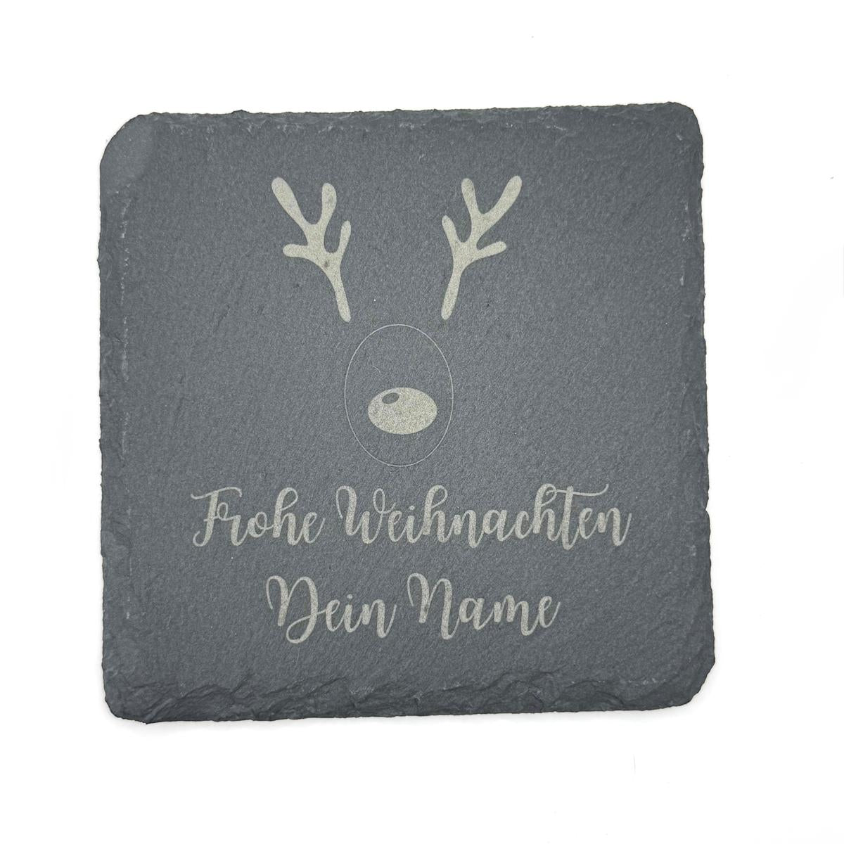 Schiefer-Untersetzer - Frohe Weihnachten / Dein Name - NordLaserWerk