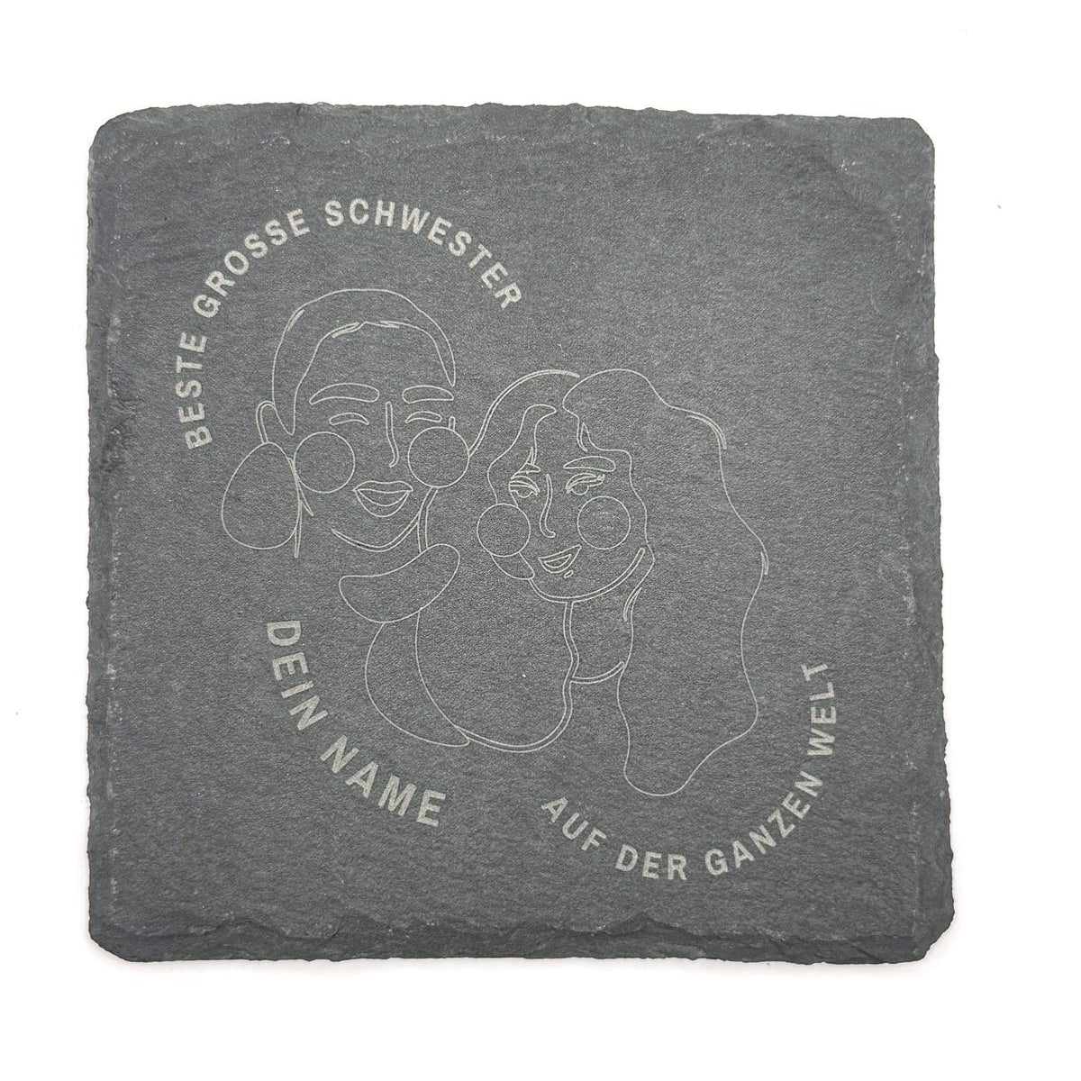 Schiefer-Untersetzer - Beste große Schwester / Dein Name - NordLaserWerk