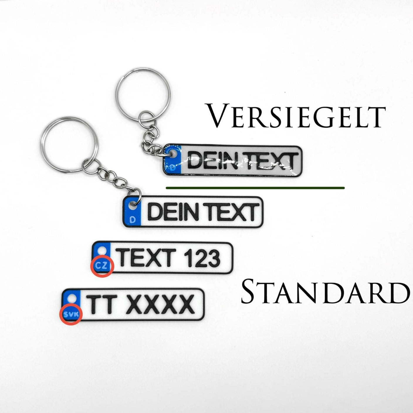 Schlüsselanhänger Kennzeichen KFZ Design 3D-Druck personalisiert